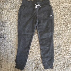 Reebok Dark Gray Women's Jogger Sweatpants with White Drawstring